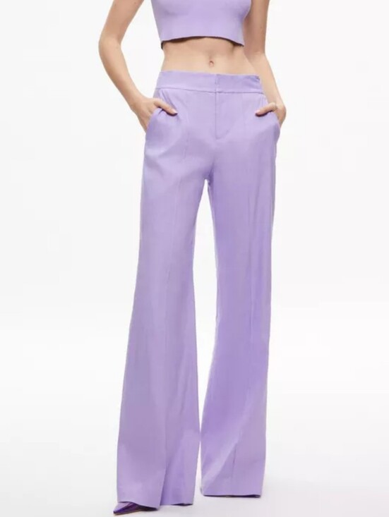 Alice + Olivia Pants - Alice + Olivia Dylan Lavender Purple High Waisted Linen Wide Leg Pants Size 2